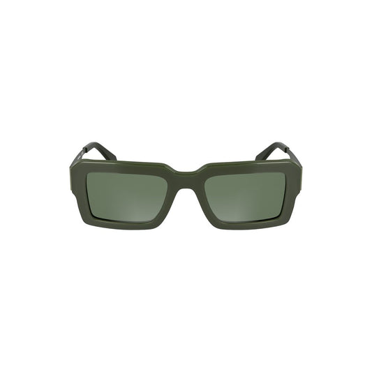 Calvin Klein green acetate women's sunglasses with bold rectangular lenses enhancing your fashion statement and eye protection.