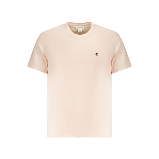 Calvin Klein Pink Cotton Men's T-Shirt with Embroidered Logo