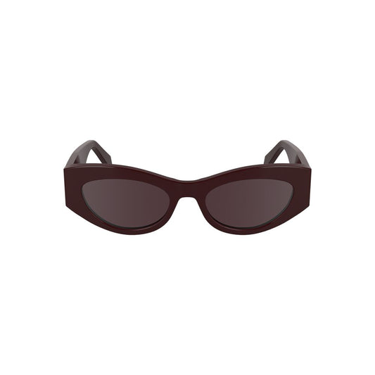 Calvin Klein Red Acetate Cat-Eye Women Sunglasses with Brown Lenses