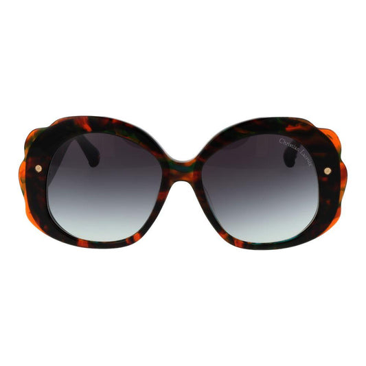 Christian Lacroix multicolor women sunglasses in butterfly style with grey gradient lenses and full-rim acetate frame.