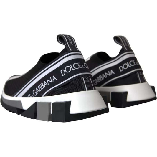 Dolce & Gabbana Black and White Sorrento Sneakers with logo detailing and rubber sole.
