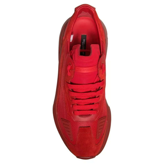 Dolce & Gabbana red leather Daymaster low top sneaker shoes, model CS1765 AX014, top view showcasing design and craftsmanship.