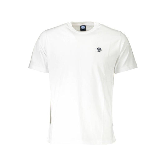North Sails white cotton men's T-shirt with short sleeves, crew neck, and logo appliqué for casual wear.