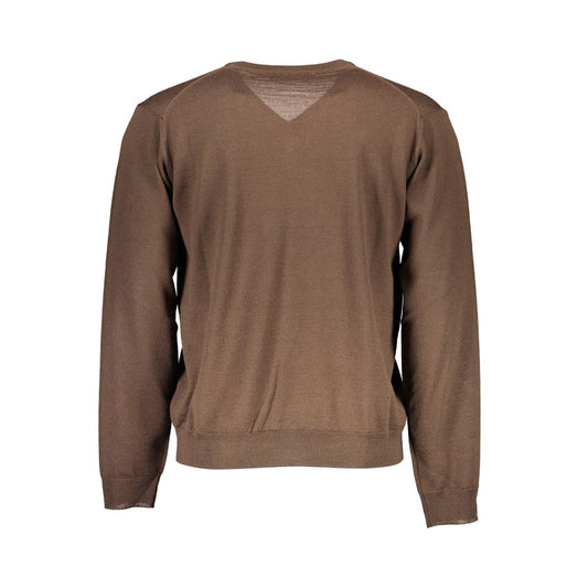 Romeo Gigli brown wool men's sweater, back view, showcasing elegant craftsmanship and versatile design for refined taste.