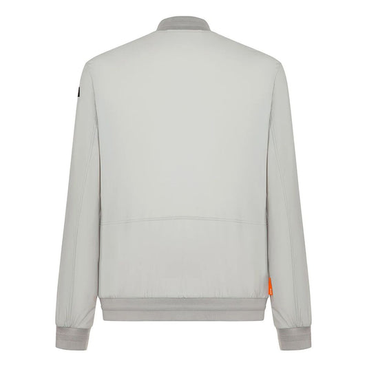 Suns Gray Nylon Men's Jacket with elasticated cuffs, 4-pocket design, and technical stretch fabric, shown from the back.