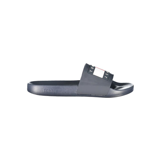 Tommy Hilfiger blue polyethylene men's sandal with logo, stylish and chic footwear for casual outings.