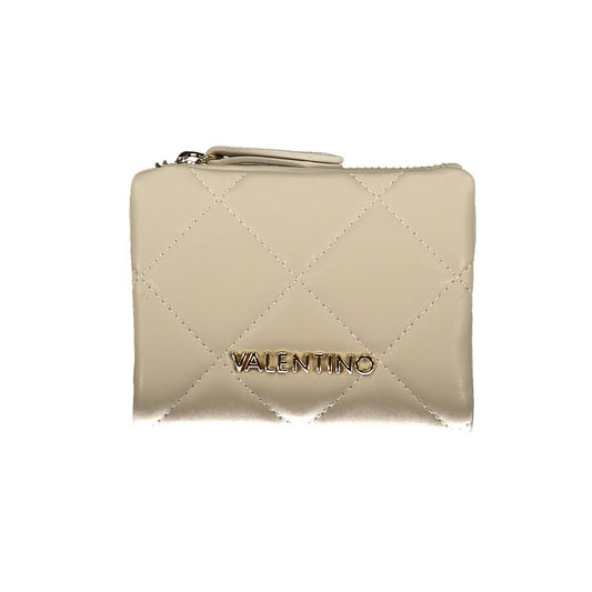 Valentino Bags beige polyethylene women wallet with quilted pattern and zip closure, elegant and functional accessory.