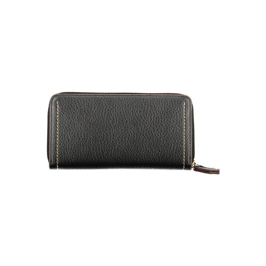 Valentino Bags black polyethylene women's wallet with zip closure and contrasting details, featuring a sleek, sophisticated design.