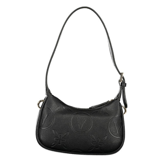 Valentino Bags black polyethylene women handbag with adjustable shoulder handle and iconic logo design.